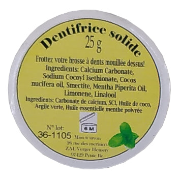 Dentifrice solide Menthe poivrée 25g